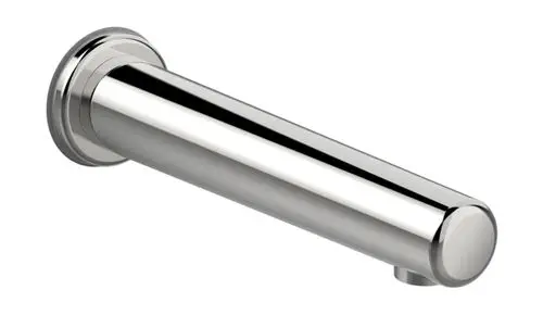 Chromfarbener Wasserhahn von HANSA mit runder Ausladung, geeignet für Waschtische, einfacher, schlichter Designstil ohne weitere Dekoration.